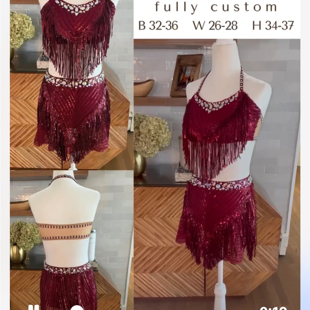 Custom costume perfect for Jazz Burgundy-wine Adult Small two piece